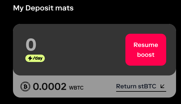 My Deposit mats screen